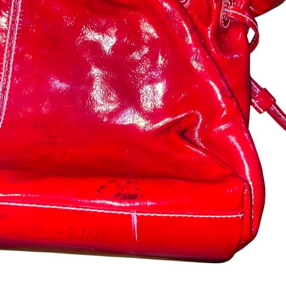 Dooney & Bourke Vintage Red Patent Leather Hayden Shoulder Handbag Purse - Picture 7 of 8